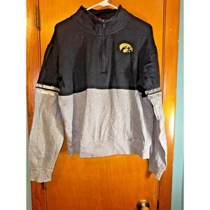 Iowa Hawkeyes Womens Large 1/4 Zip Long Sleeve Black Sweatshirt Sparkle Bling